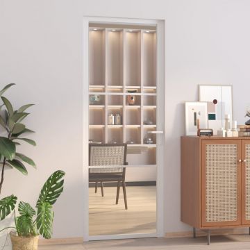 Gossi usa de interior, 76x201,5 cm, alb, sticla esg si aluminiu