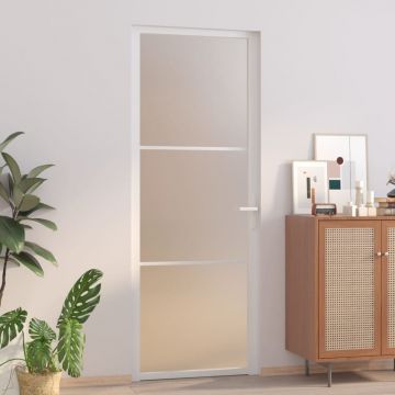 Gossi usa de interior, 76x201,5 cm, alb, sticla mata si aluminiu