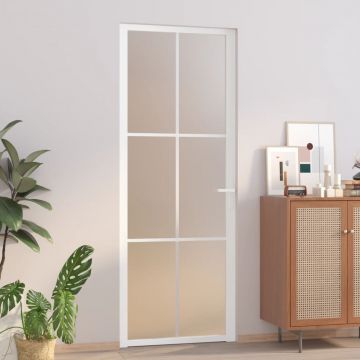 Gossi usa de interior, 76x201,5 cm, alb, sticla mata si aluminiu