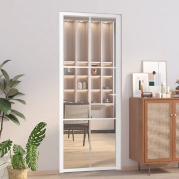 Gossi usa de interior, 83x201,5 cm, alb, sticla esg si aluminiu