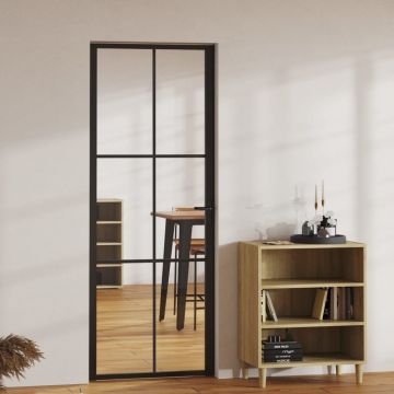 Gossi usa de interior, negru, 76x201,5 cm, sticla esg si aluminiu