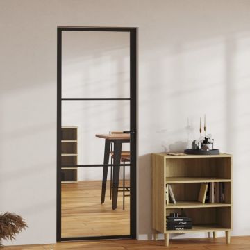 Gossi usa de interior, negru, 76x201,5 cm, sticla esg si aluminiu