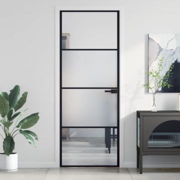 Gossi usa de interior negru 76x201,5 cm sticla securiz./aluminiu slim