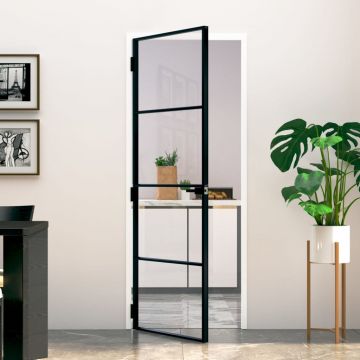 Gossi usa de interior negru 76x201,5 cm sticla securiz./aluminiu slim