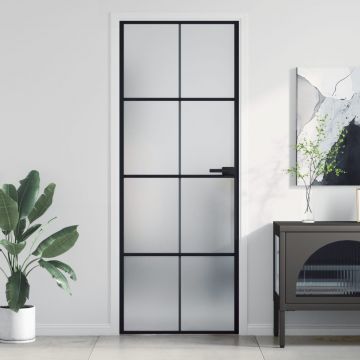 Gossi usa de interior negru 76x201,5 cm sticla securiz./aluminiu slim