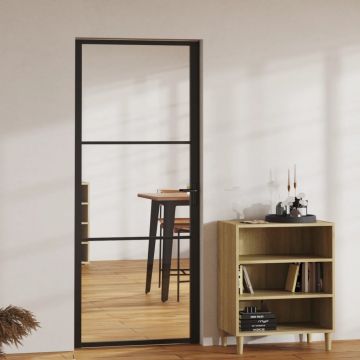 Gossi usa de interior, negru, 83x201,5 cm, sticla esg si aluminiu