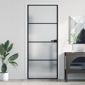Gossi usa de interior negru 83x201,5 cm sticla securiz./aluminiu slim