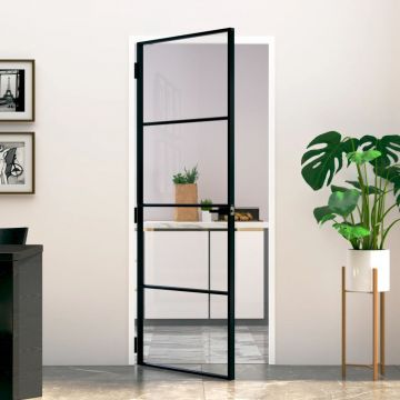Gossi usa de interior negru 83x201,5 cm sticla securiz./aluminiu slim