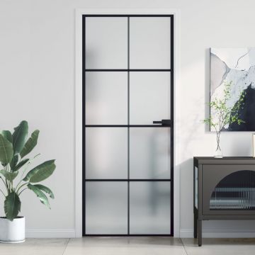 Gossi usa de interior negru 83x201,5 cm sticla securiz./aluminiu slim
