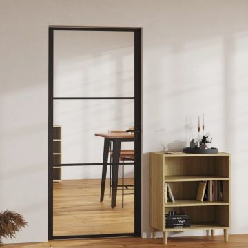 Gossi usa de interior, negru, 93x201,5 cm, sticla esg si aluminiu