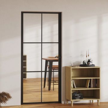 Gossi usa de interior, negru, 93x201,5 cm, sticla esg si aluminiu