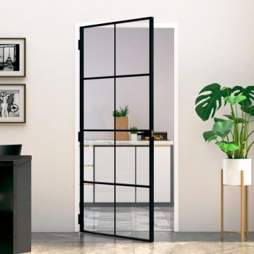Gossi usa de interior negru 93x201,5 cm sticla securiz./aluminiu slim