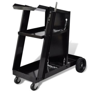 Carucior de sudura, carut negru cu 3 rafturi, organizator atelier