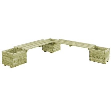 Gossi banca de gradina cu jardiniere, lemn de pin tratat