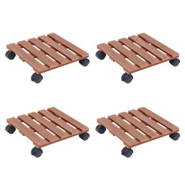 Gossi carucioare pentru plante, 4 buc., maro, 30x30x7,5 cm, wpc