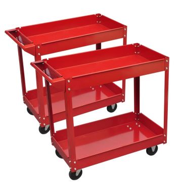 Gossi carucior pentru scule de atelier, 2 buc., 100 kg, 2 rafturi