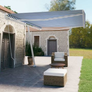 Gossi copertina autonoma retractabila manual, albastru/alb 500x350 cm