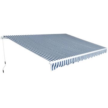 Gossi copertina pliabila cu actionare manuala, 450 cm, albastru/alb