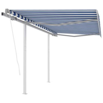 Gossi copertina retractabila automat cu stalpi albastru/alb 3,5x2,5 m