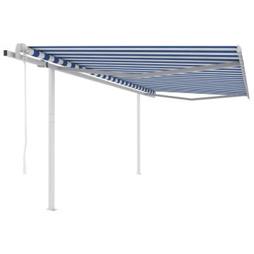 Gossi copertina retractabila automat, cu stalpi, albastru&alb 4,5x3 m