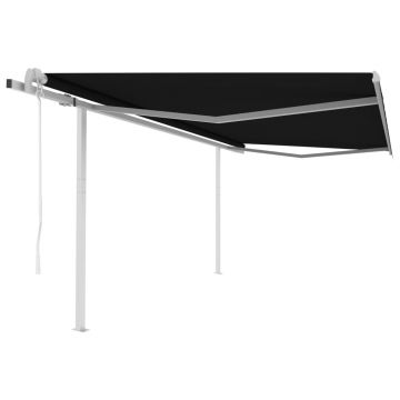 Gossi copertina retractabila automat, cu stalpi, antracit, 4,5x3,5 m