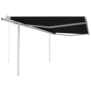 Gossi copertina retractabila automat, cu stalpi, antracit, 4x3 m