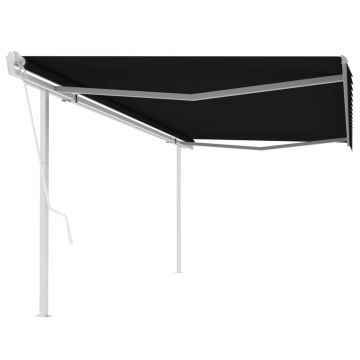 Gossi copertina retractabila automat, cu stalpi, antracit, 5x3 m