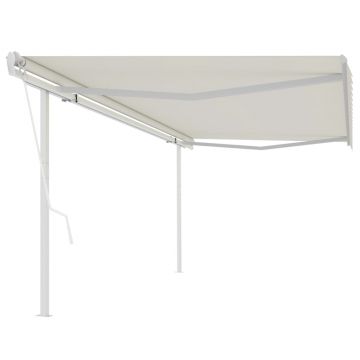 Gossi copertina retractabila automat, cu stalpi, crem, 5x3,5 m