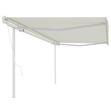 Gossi copertina retractabila automat, cu stalpi, crem, 5x3 m
