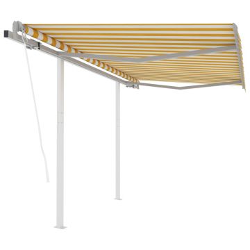 Gossi copertina retractabila automat, cu stalpi, galben&alb 3,5x2,5 m