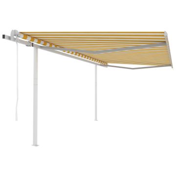 Gossi copertina retractabila automat, cu stalpi, galben&alb, 4x3,5 m