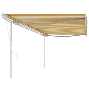Gossi copertina retractabila automat, cu stalpi, galben&alb, 5x3 m