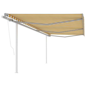 Gossi copertina retractabila automat, cu stalpi, galben&alb, 6x3,5 m