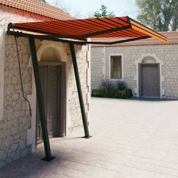 Gossi copertina retractabila automat, stalpi, portocaliu&maro 3x2,5 m