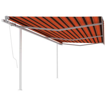 Gossi copertina retractabila automat, stalpi, portocaliu&maro 6x3,5 m