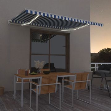 Gossi copertina retractabila manual cu led, albastru/alb, 450x350 cm