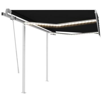 Gossi copertina retractabila manual cu led, antracit, 3x2,5 m