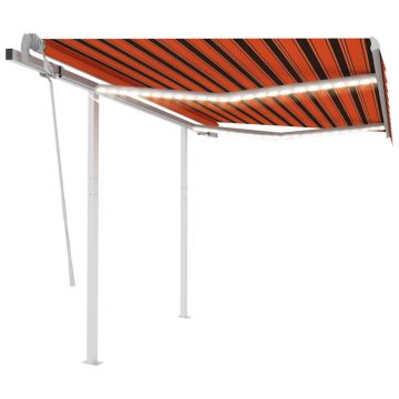 Gossi copertina retractabila manual cu led portocaliu & maro 3x2,5 m