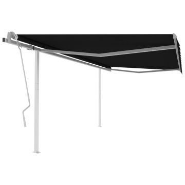 Gossi copertina retractabila manual, cu stalpi, antracit, 4x3,5 m