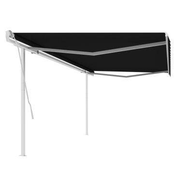 Gossi copertina retractabila manual, cu stalpi, antracit, 5x3 m