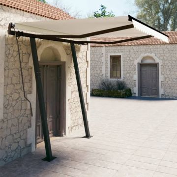Gossi copertina retractabila manual cu stalpi, crem, 3x2,5 m