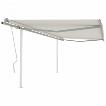 Gossi copertina retractabila manual, cu stalpi, crem, 4x3,5 m
