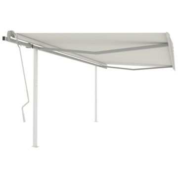 Gossi copertina retractabila manual, cu stalpi, crem, 4x3 m
