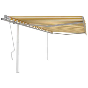 Gossi copertina retractabila manual cu stalpi, galben si alb, 4x3,5 m