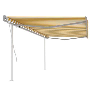 Gossi copertina retractabila manual cu stalpi, galben si alb 5x3,5 m