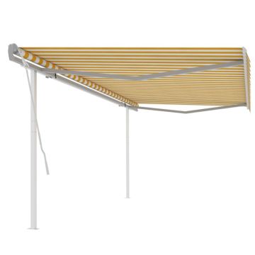 Gossi copertina retractabila manual, cu stalpi, galben si alb, 5x3 m