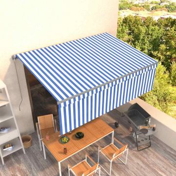 Gossi copertina retractabila manual cu stor, albastru&alb, 4,5x3 m