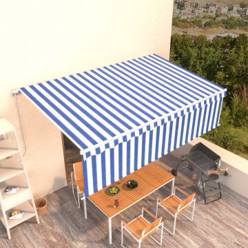 Gossi copertina retractabila manual cu stor, albastru&alb, 5x3 m