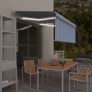 Gossi copertina retractabila manual cu stor&led albastru&alb 3,5x2,5m