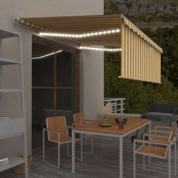 Gossi copertina retractabila manual cu stor&led, galben&alb, 4x3 m